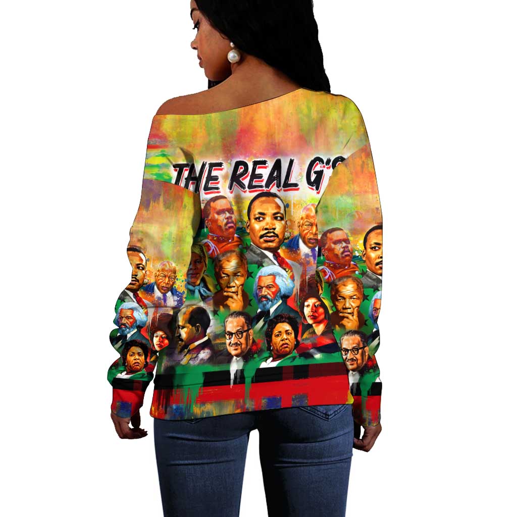 The Real G's Off Shoulder Sweater Civil Rights Leaders DT02