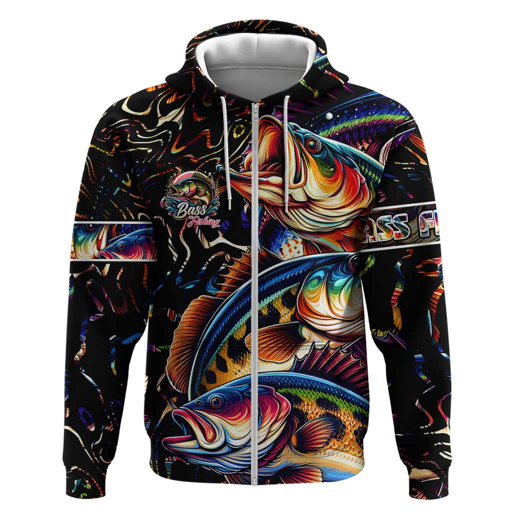 Peacock Bass Fishing Hoodie Waves Art DT02