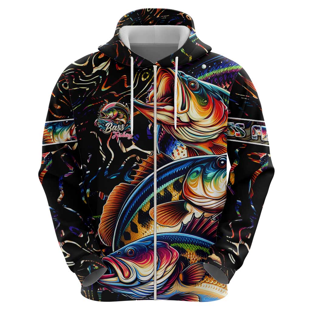 Peacock Bass Fishing Hoodie Waves Art DT02