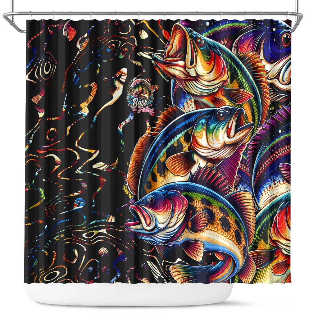 Peacock Bass Fishing Shower Curtain Waves Art DT02
