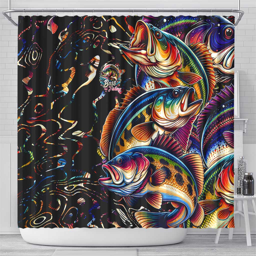 Peacock Bass Fishing Shower Curtain Waves Art DT02