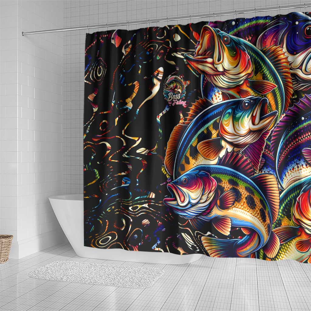 Peacock Bass Fishing Shower Curtain Waves Art DT02