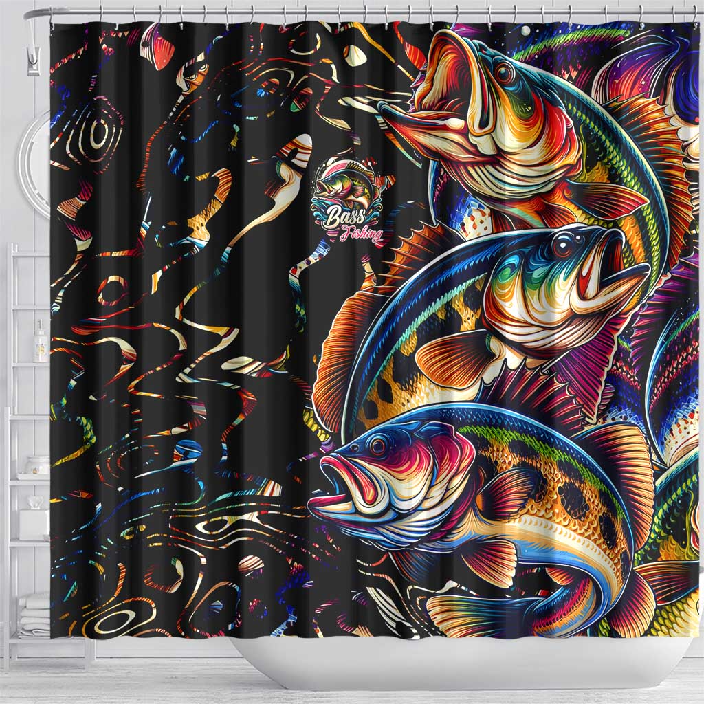 Peacock Bass Fishing Shower Curtain Waves Art DT02