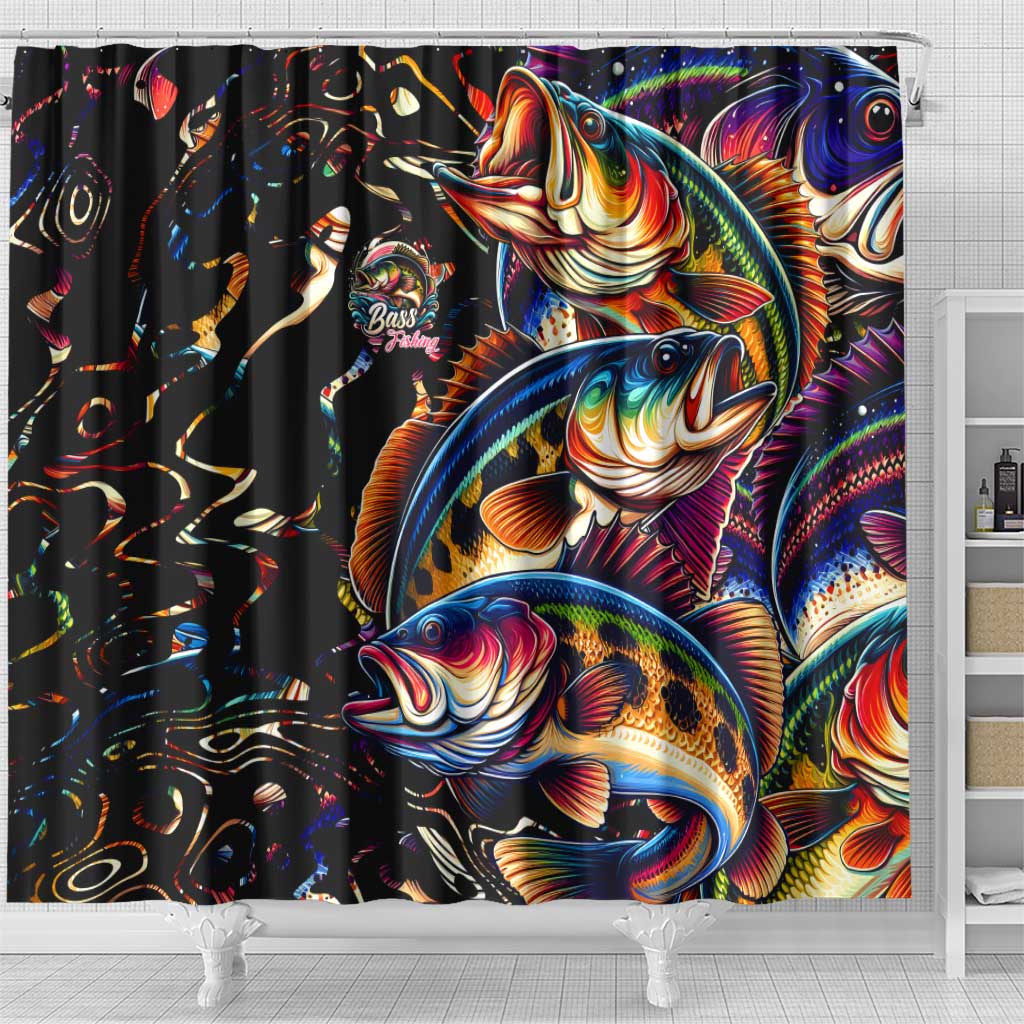 Peacock Bass Fishing Shower Curtain Waves Art DT02