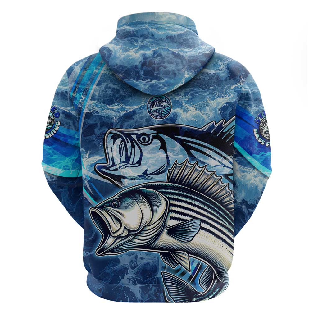 Striped Bass Fishing Hoodie Ocean Waves DT02
