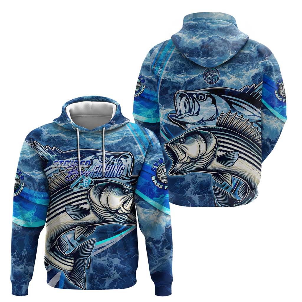 Striped Bass Fishing Hoodie Ocean Waves DT02