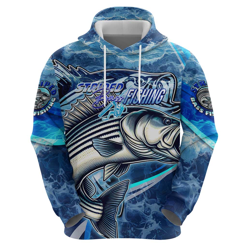 Striped Bass Fishing Hoodie Ocean Waves DT02
