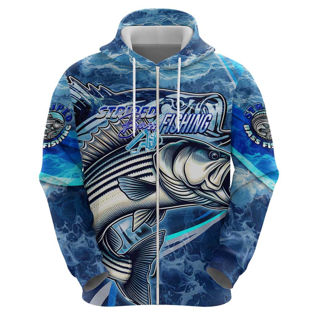 Striped Bass Fishing Hoodie Ocean Waves DT02