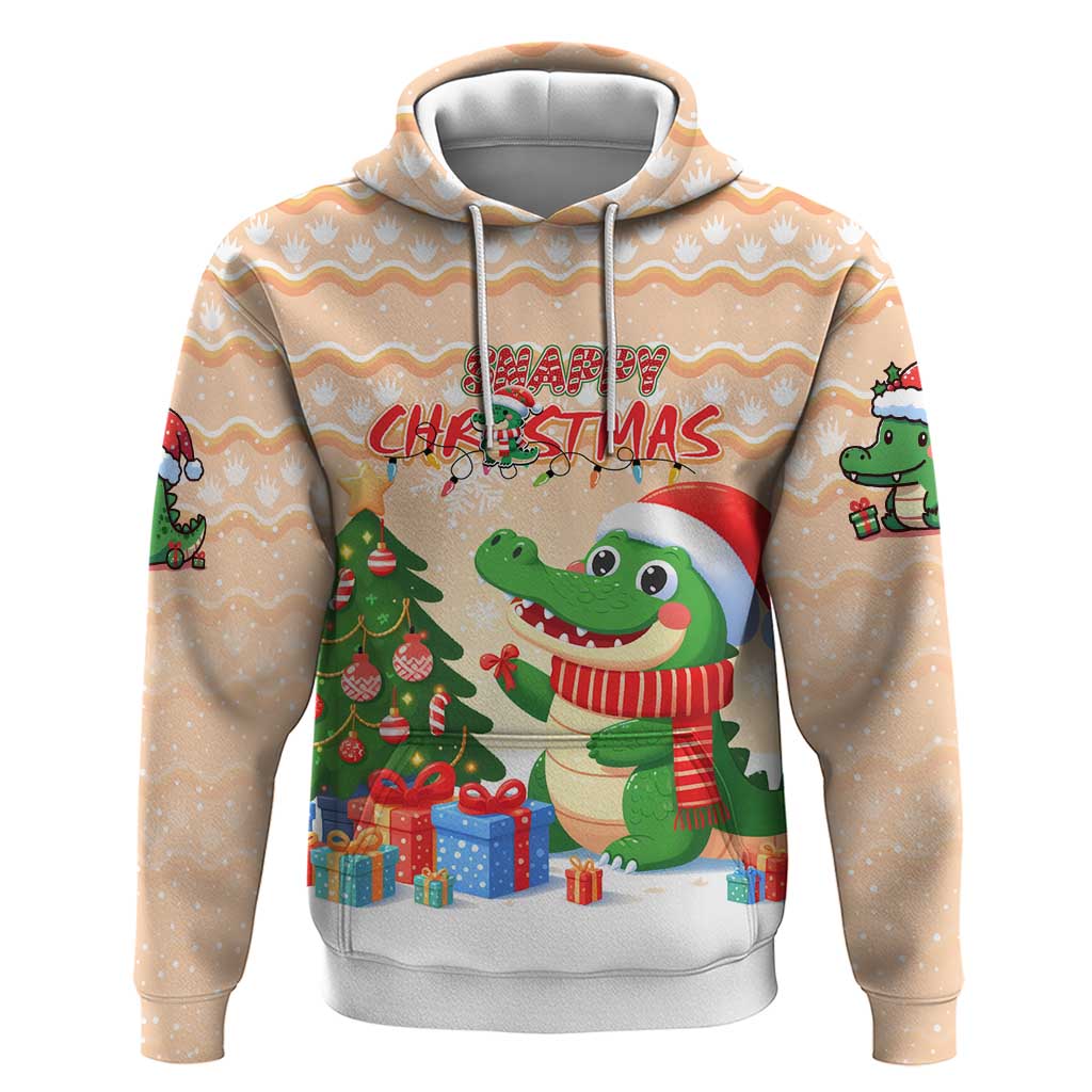 Crocodile Snappy Christmas Hoodie Cute Alligator Holiday Tree Cartoon Design DT02