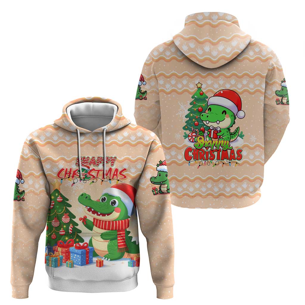 Crocodile Snappy Christmas Hoodie Cute Alligator Holiday Tree Cartoon Design DT02