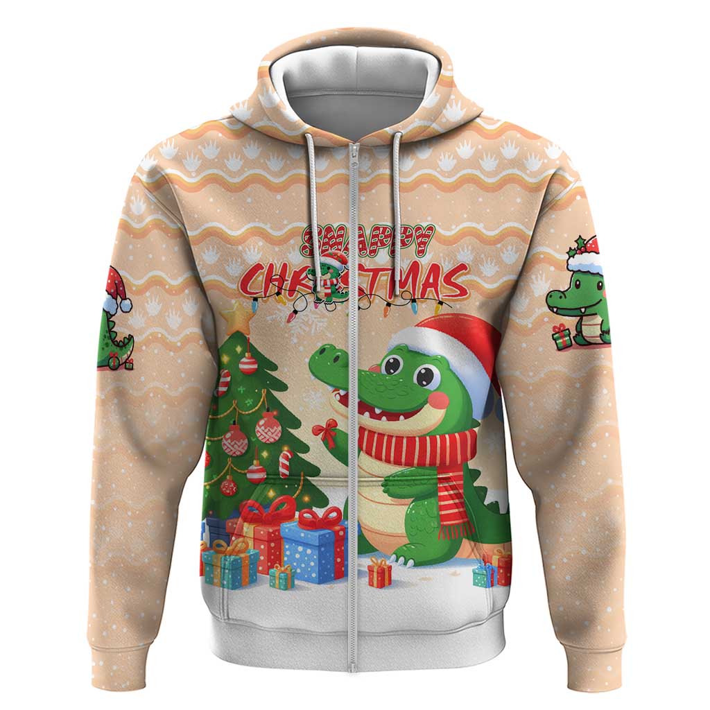 Crocodile Snappy Christmas Hoodie Cute Alligator Holiday Tree Cartoon Design DT02
