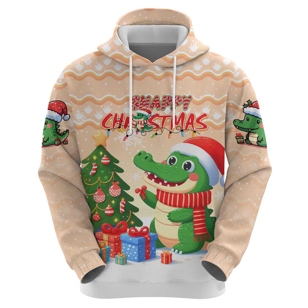 Crocodile Snappy Christmas Hoodie Cute Alligator Holiday Tree Cartoon Design DT02