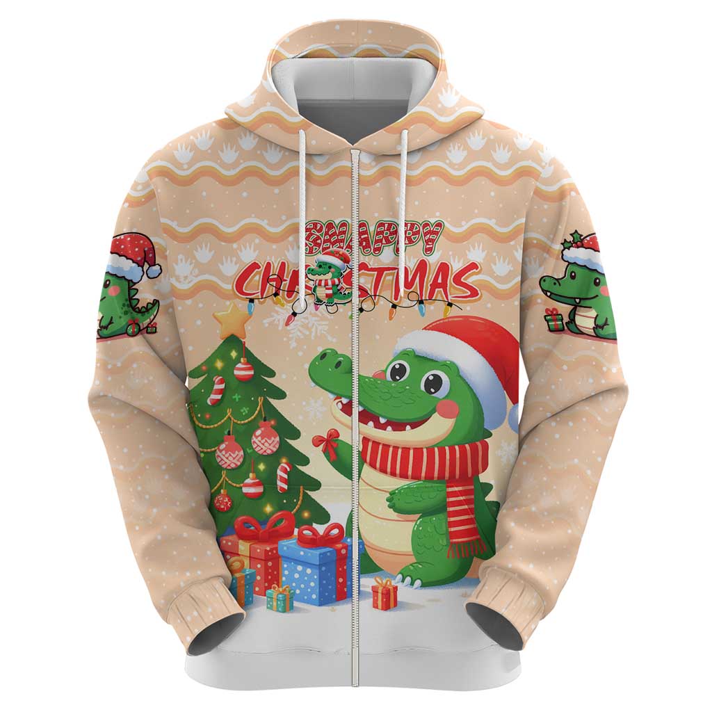 Crocodile Snappy Christmas Hoodie Cute Alligator Holiday Tree Cartoon Design DT02