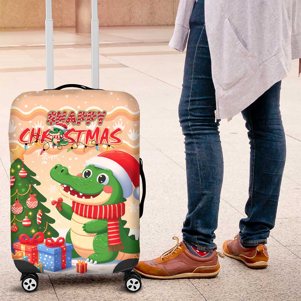 Crocodile Snappy Christmas Luggage Cover Cute Alligator Holiday Tree Cartoon Design DT02