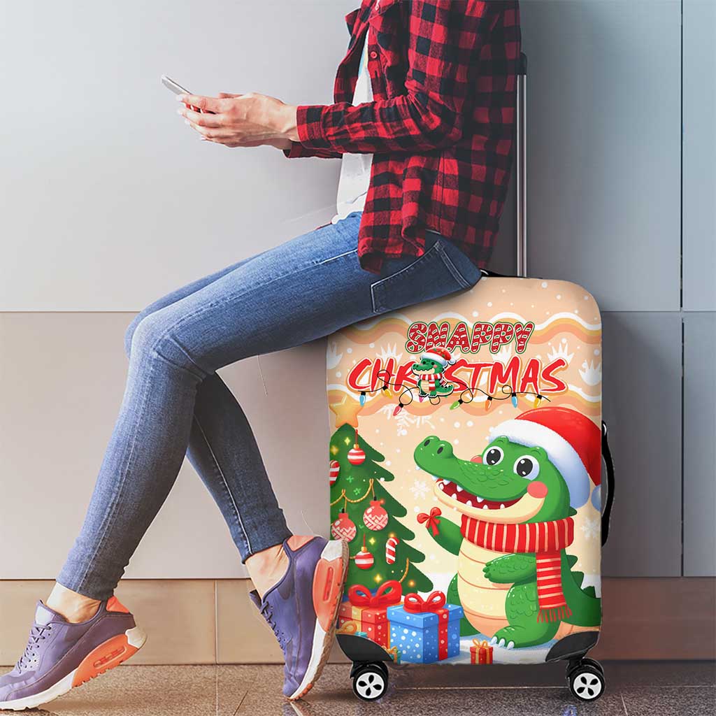 Crocodile Snappy Christmas Luggage Cover Cute Alligator Holiday Tree Cartoon Design DT02