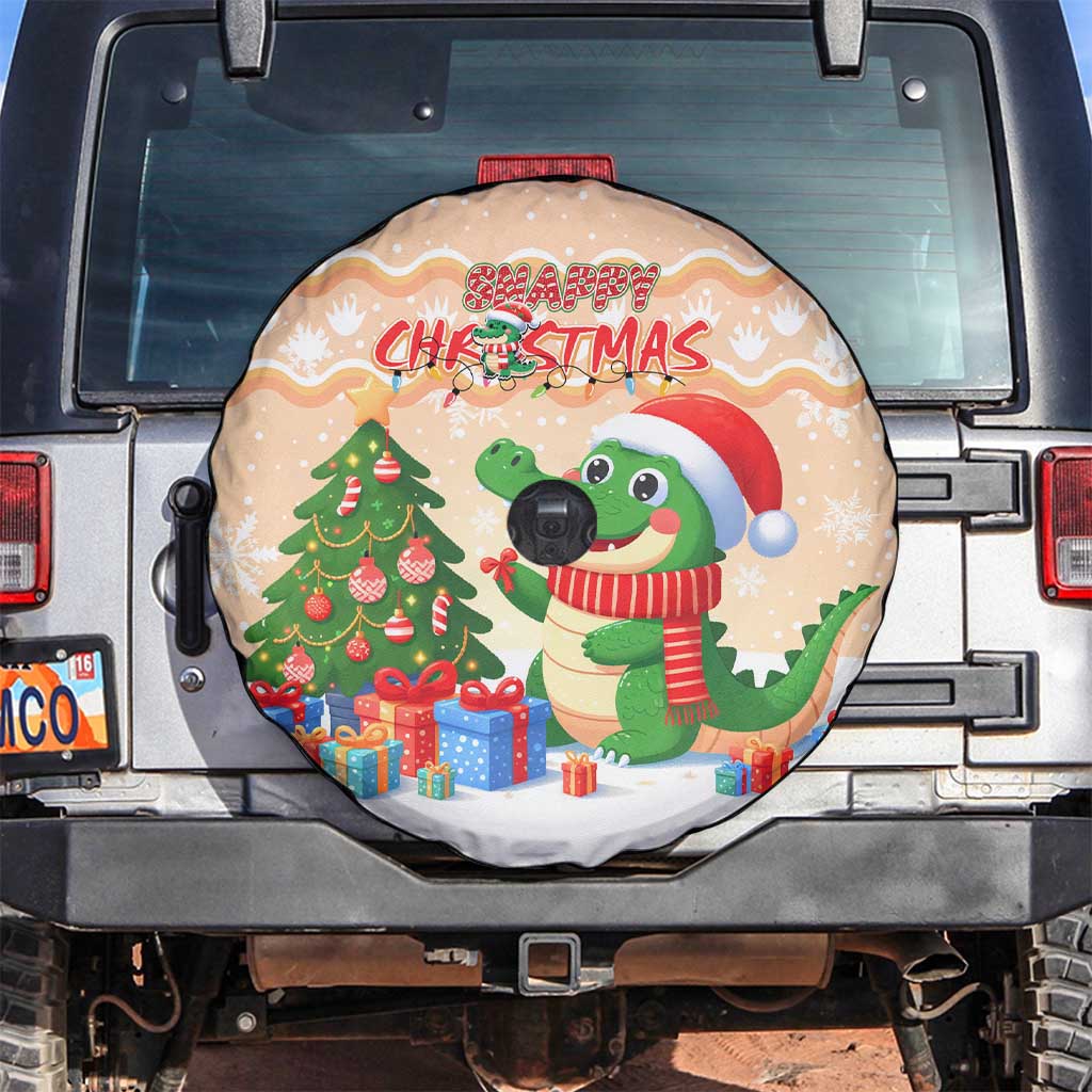 Crocodile Snappy Christmas Spare Tire Cover Cute Alligator Holiday Tree Cartoon Design DT02
