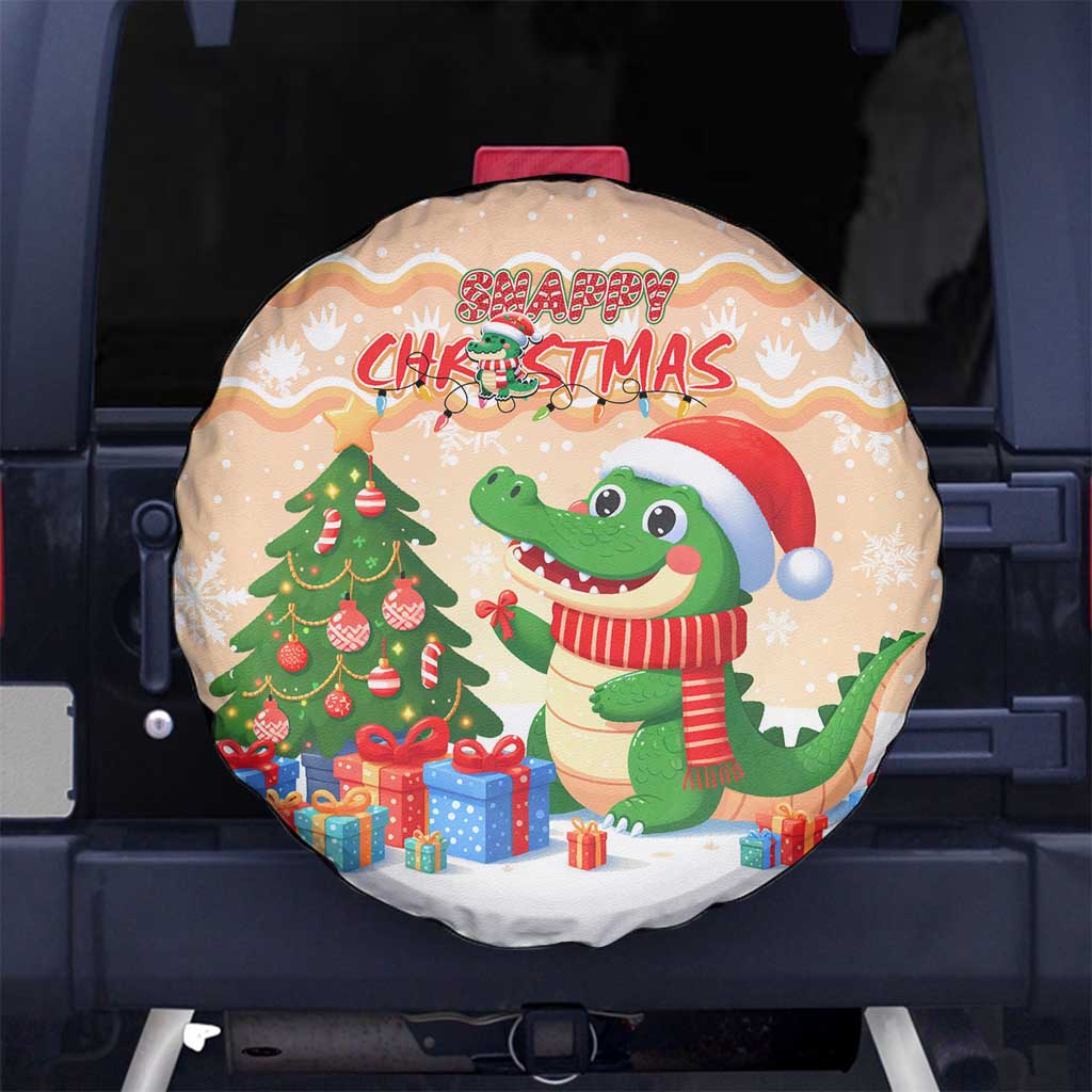 Crocodile Snappy Christmas Spare Tire Cover Cute Alligator Holiday Tree Cartoon Design DT02