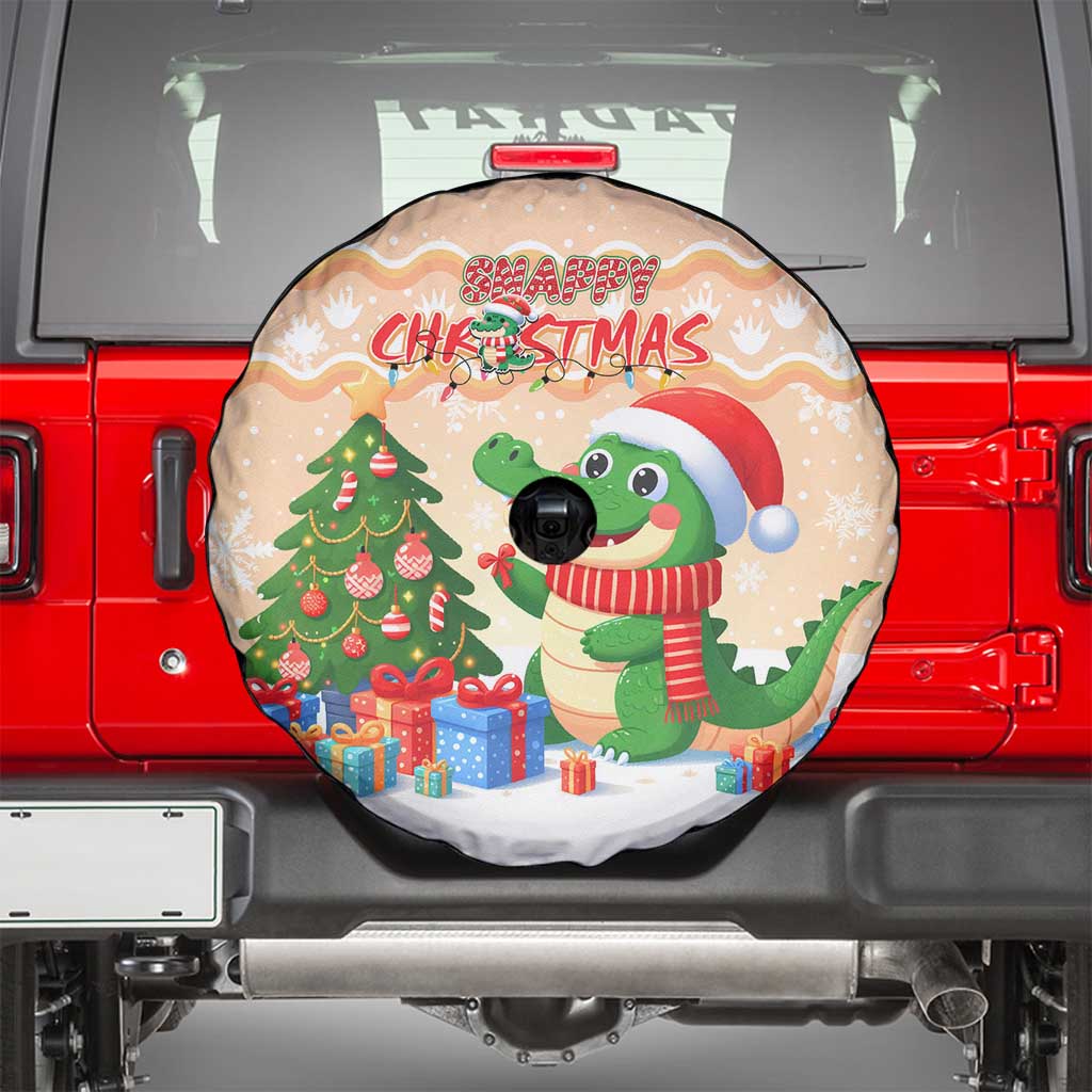 Crocodile Snappy Christmas Spare Tire Cover Cute Alligator Holiday Tree Cartoon Design DT02