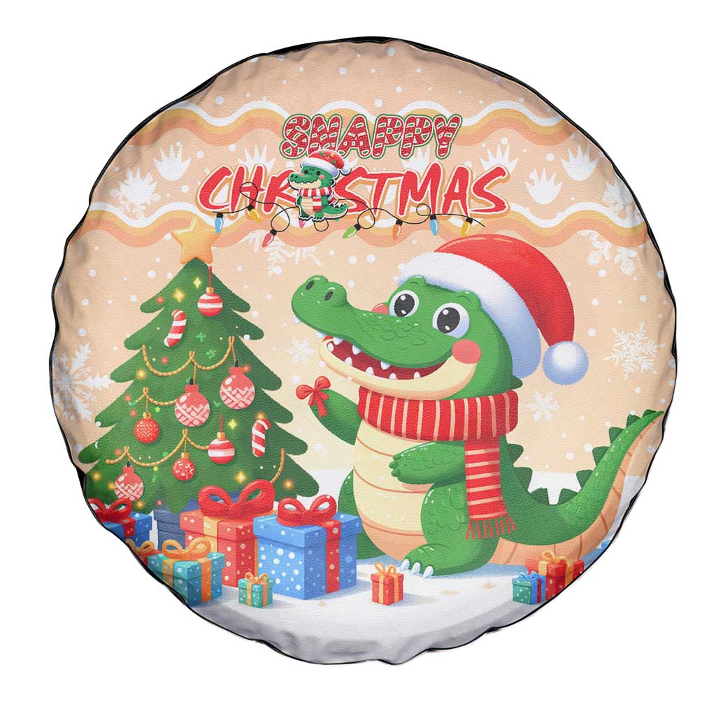 Crocodile Snappy Christmas Spare Tire Cover Cute Alligator Holiday Tree Cartoon Design DT02
