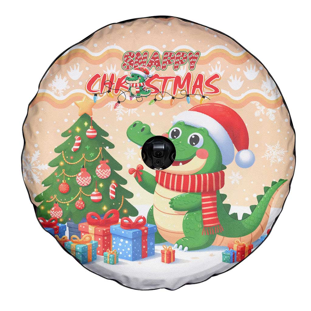 Crocodile Snappy Christmas Spare Tire Cover Cute Alligator Holiday Tree Cartoon Design DT02