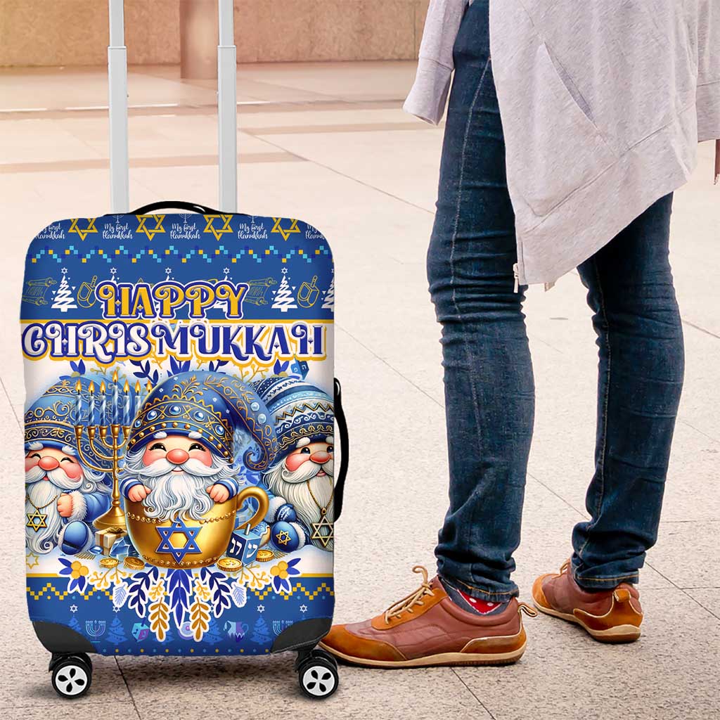 Happy Chrismukkah Luggage Cover Gnome Funny Hanukkah Christmas Mashup DT02