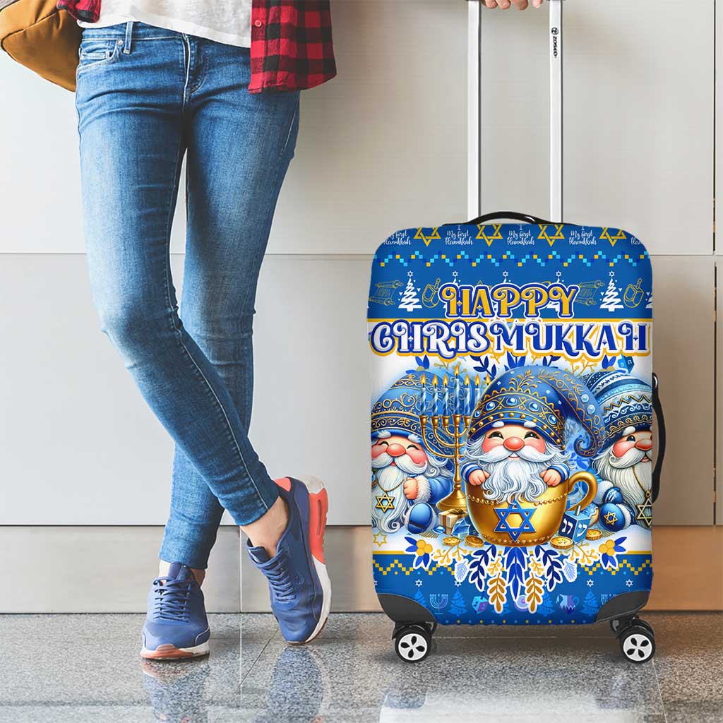 Happy Chrismukkah Luggage Cover Gnome Funny Hanukkah Christmas Mashup DT02