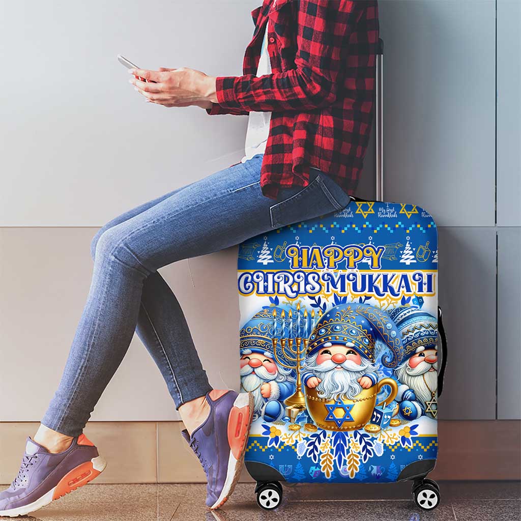 Happy Chrismukkah Luggage Cover Gnome Funny Hanukkah Christmas Mashup DT02