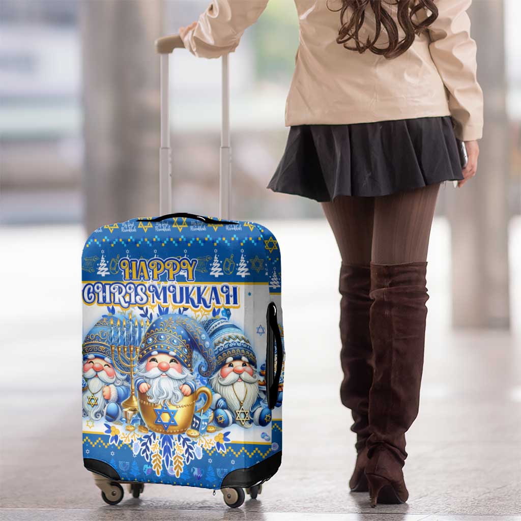 Happy Chrismukkah Luggage Cover Gnome Funny Hanukkah Christmas Mashup DT02
