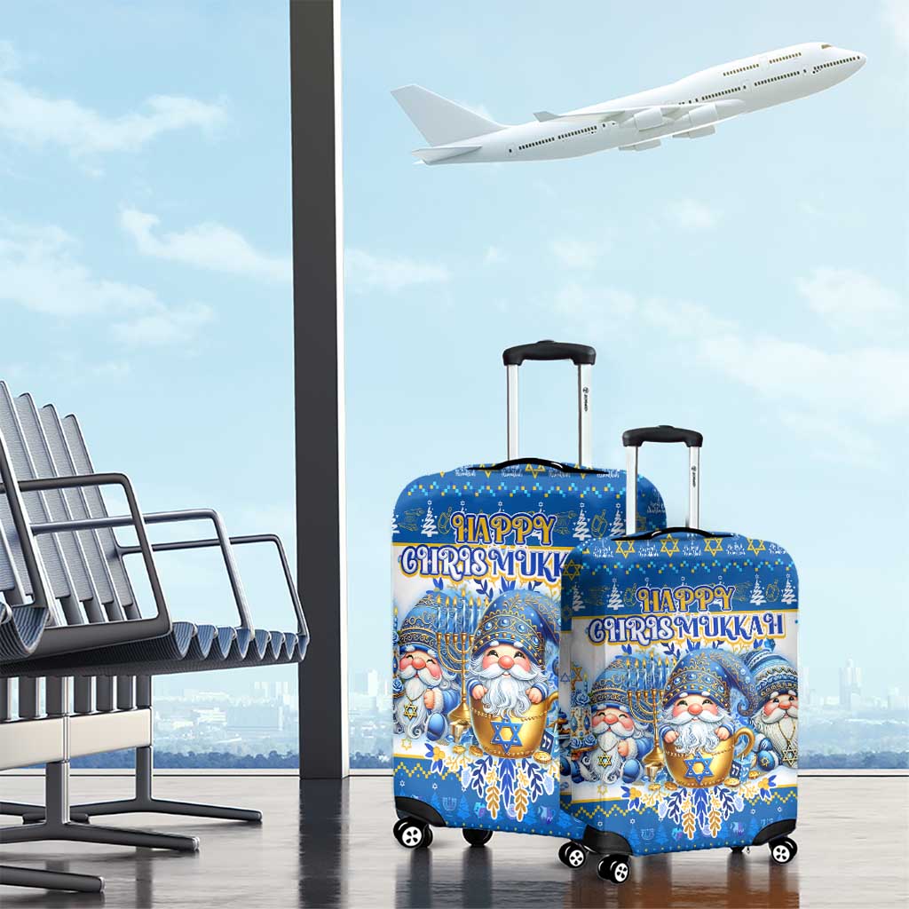 Happy Chrismukkah Luggage Cover Gnome Funny Hanukkah Christmas Mashup DT02