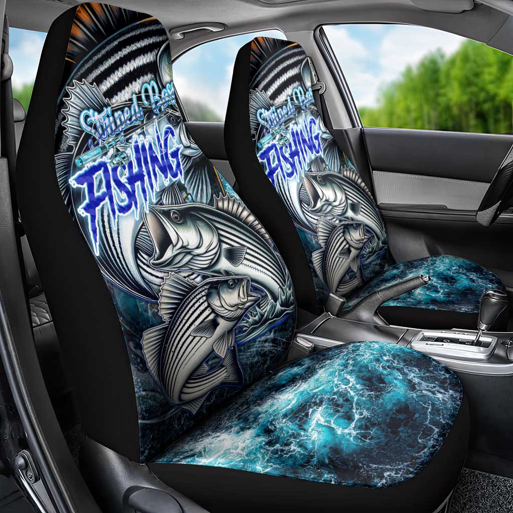 Striped Bass Fishing Car Seat Cover Bold Ocean Angler Design DT02