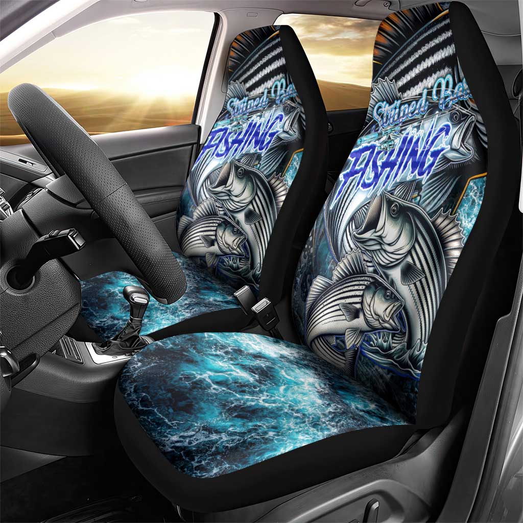 Striped Bass Fishing Car Seat Cover Bold Ocean Angler Design DT02