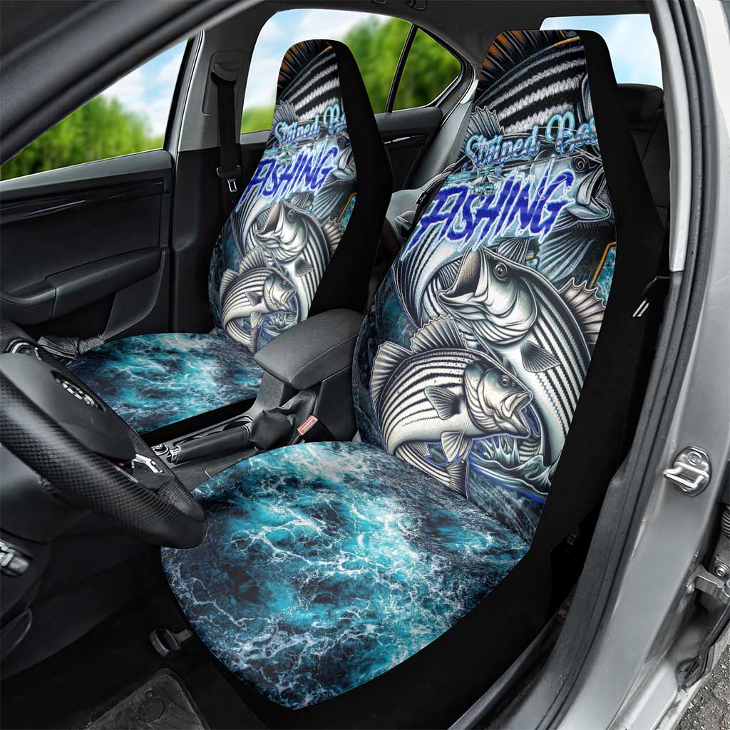 Striped Bass Fishing Car Seat Cover Bold Ocean Angler Design DT02