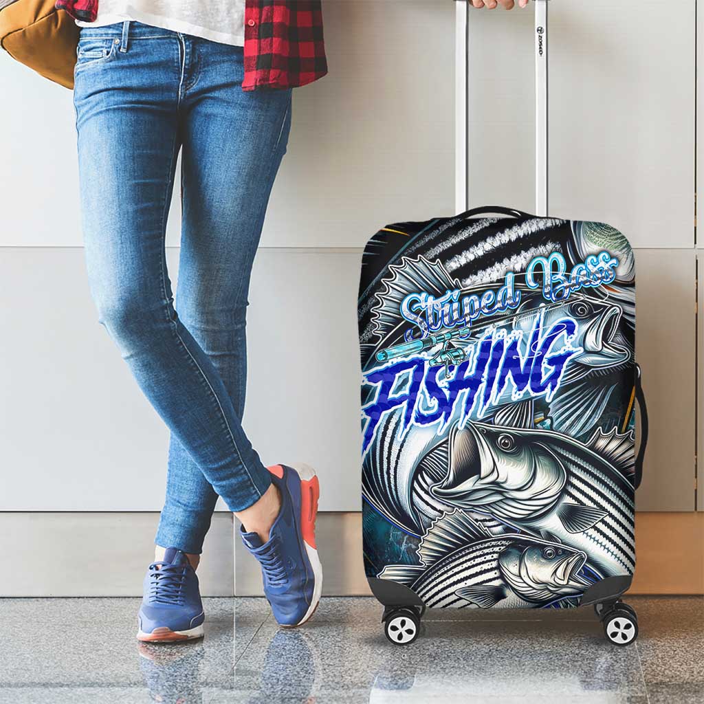 Striped Bass Fishing Luggage Cover Bold Ocean Angler Design DT02