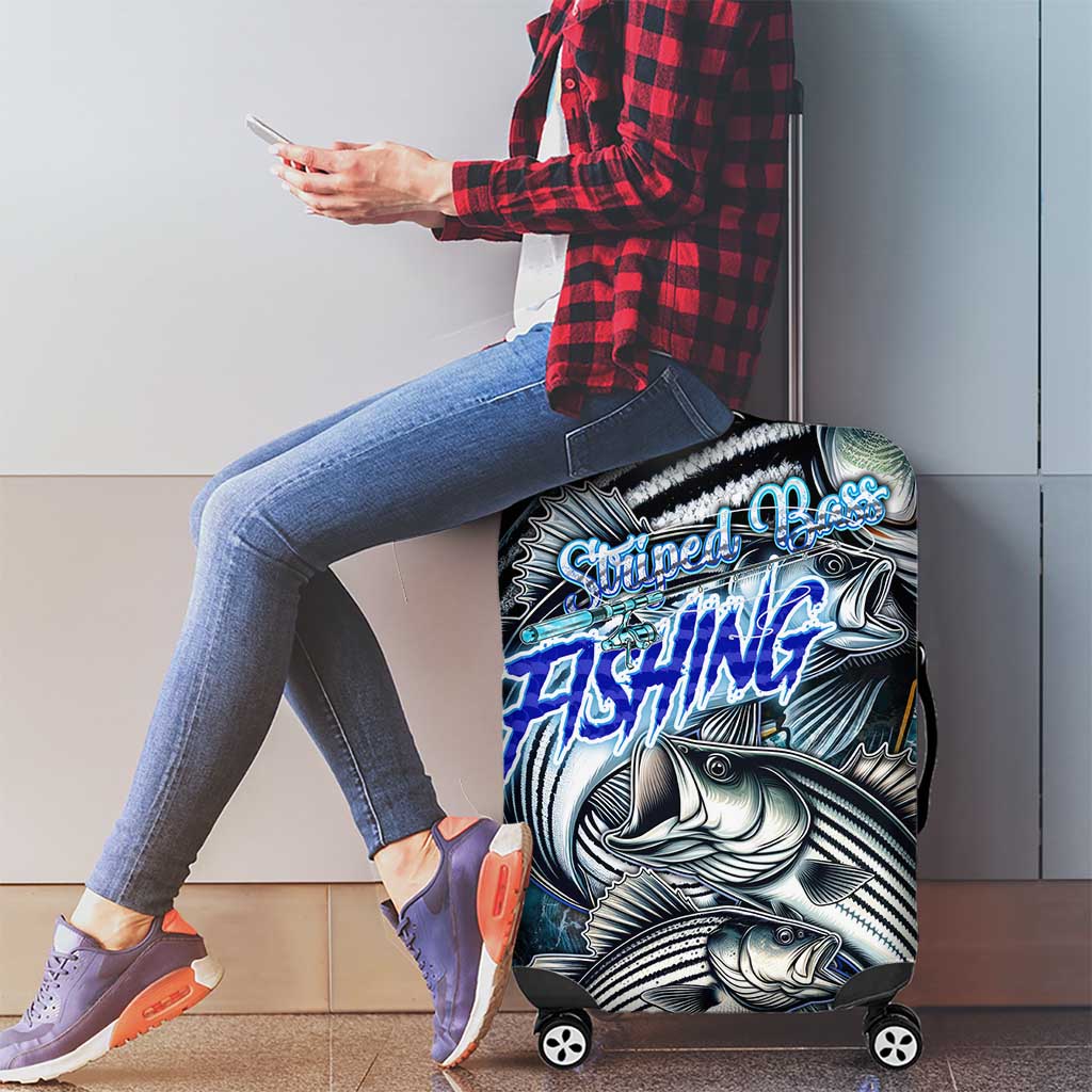 Striped Bass Fishing Luggage Cover Bold Ocean Angler Design DT02