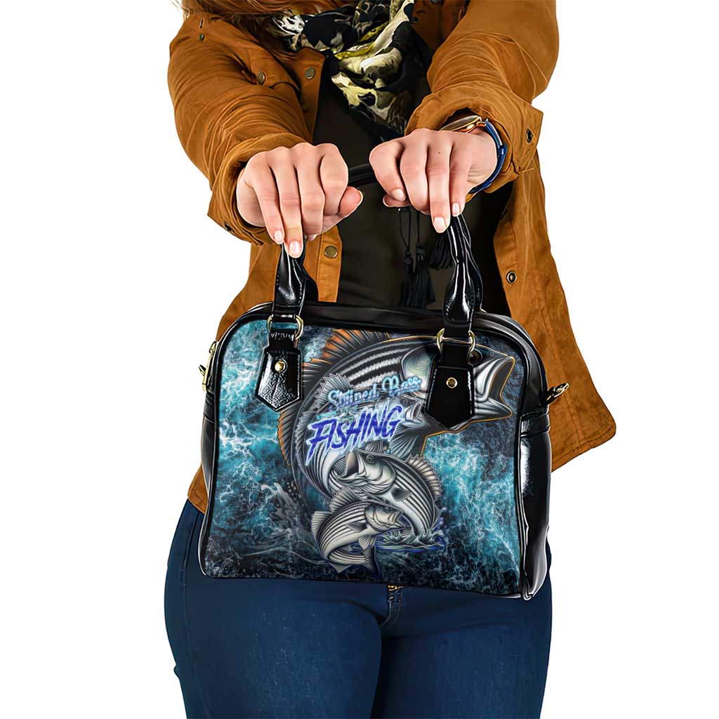 Striped Bass Fishing Shoulder Handbag Bold Ocean Angler Design DT02