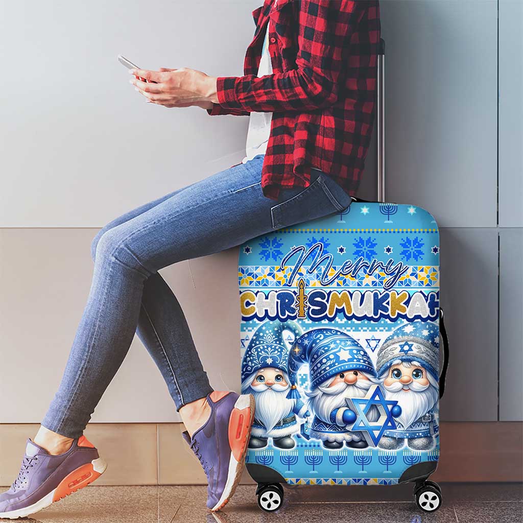 Merry Chrismukkah Luggage Cover Jewish Christmas Gnomes and Menorahs DT02
