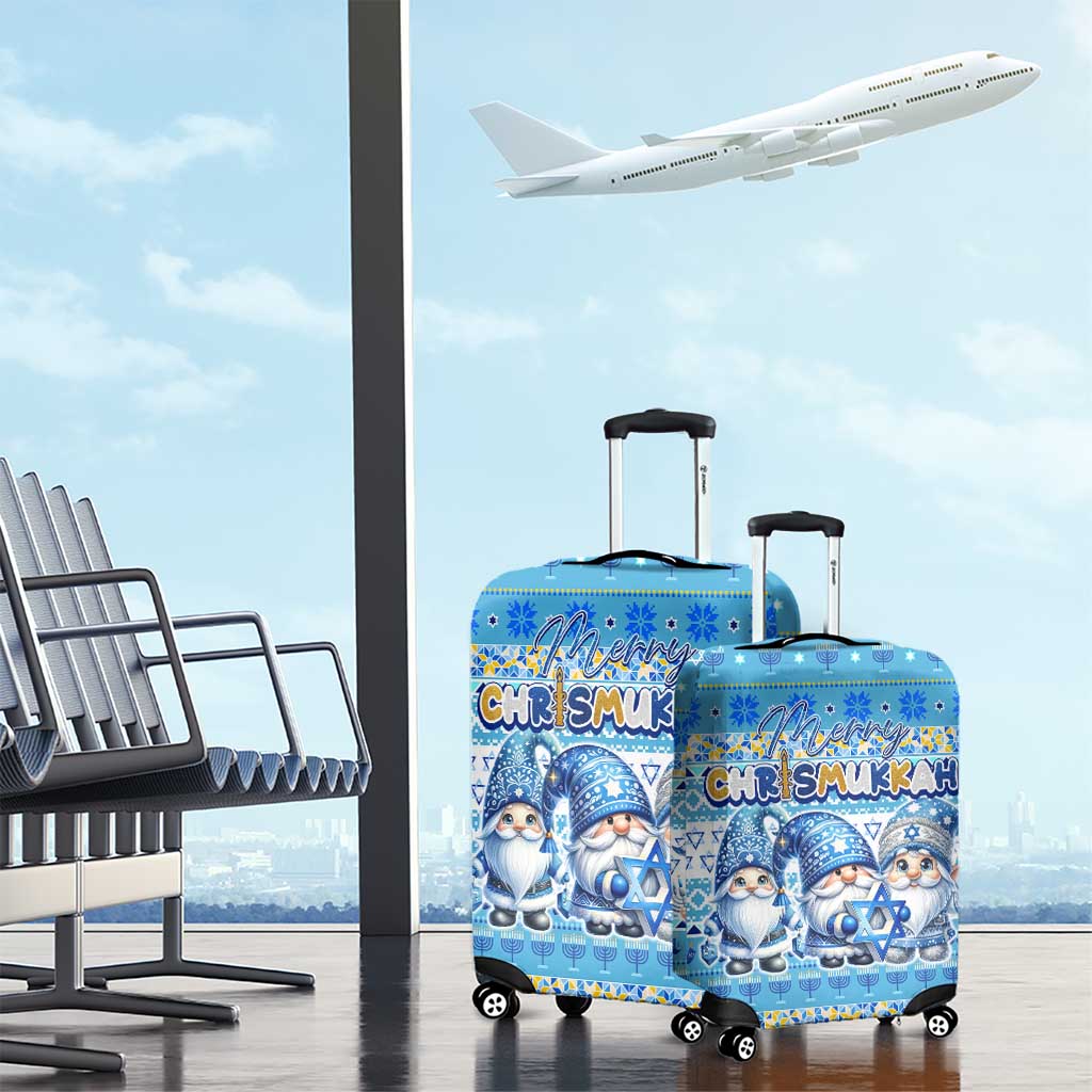 Merry Chrismukkah Luggage Cover Jewish Christmas Gnomes and Menorahs DT02