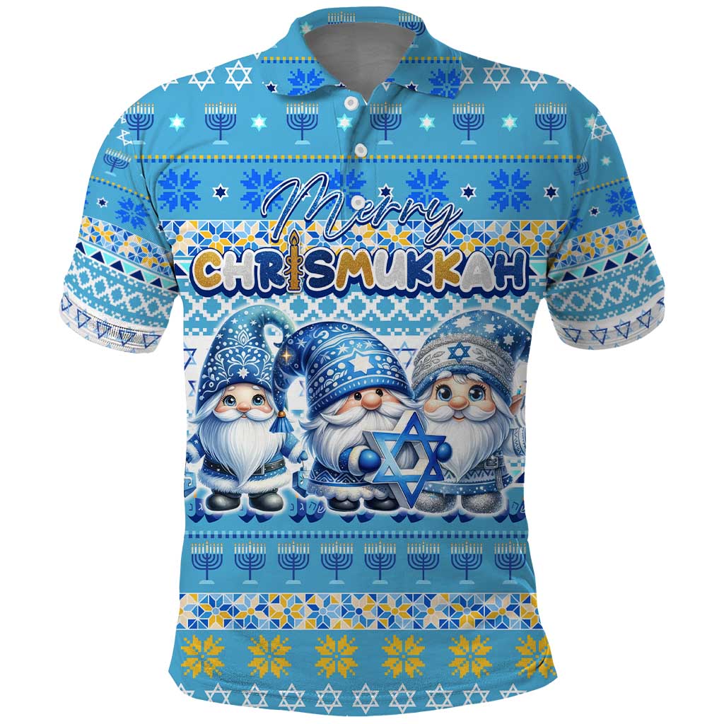 Merry Chrismukkah Polo Shirt Jewish Christmas Gnomes and Menorahs DT02