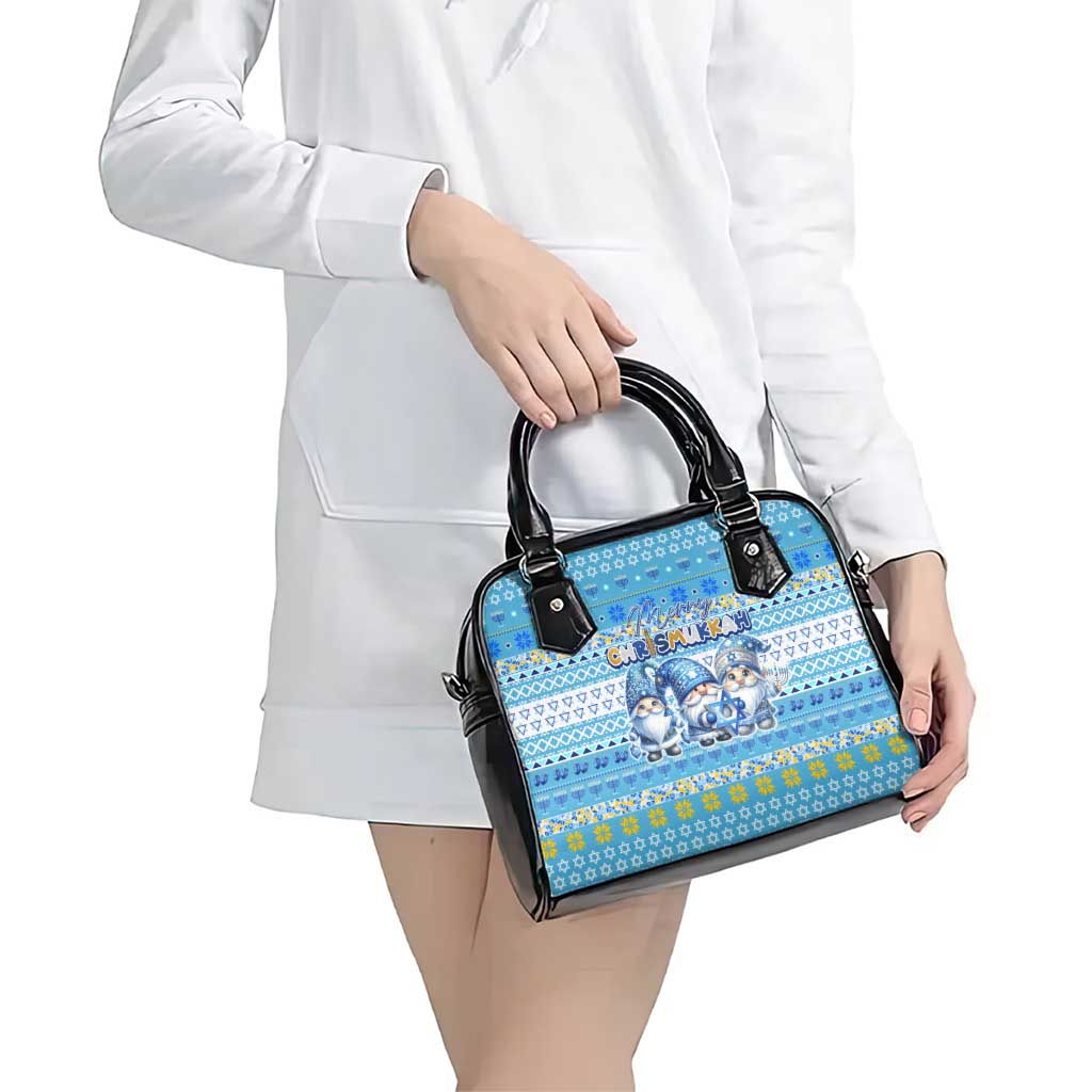 Merry Chrismukkah Shoulder Handbag Jewish Christmas Gnomes and Menorahs DT02