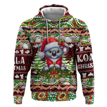 Koala Christmas Hoodie Australia Aboriginal Cute Santa Koalas DT02