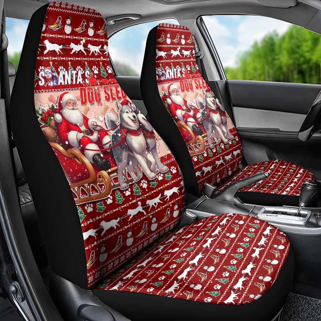 Dog Sled Christmas Car Seat Cover Husky Sleigh Ride Design DT02