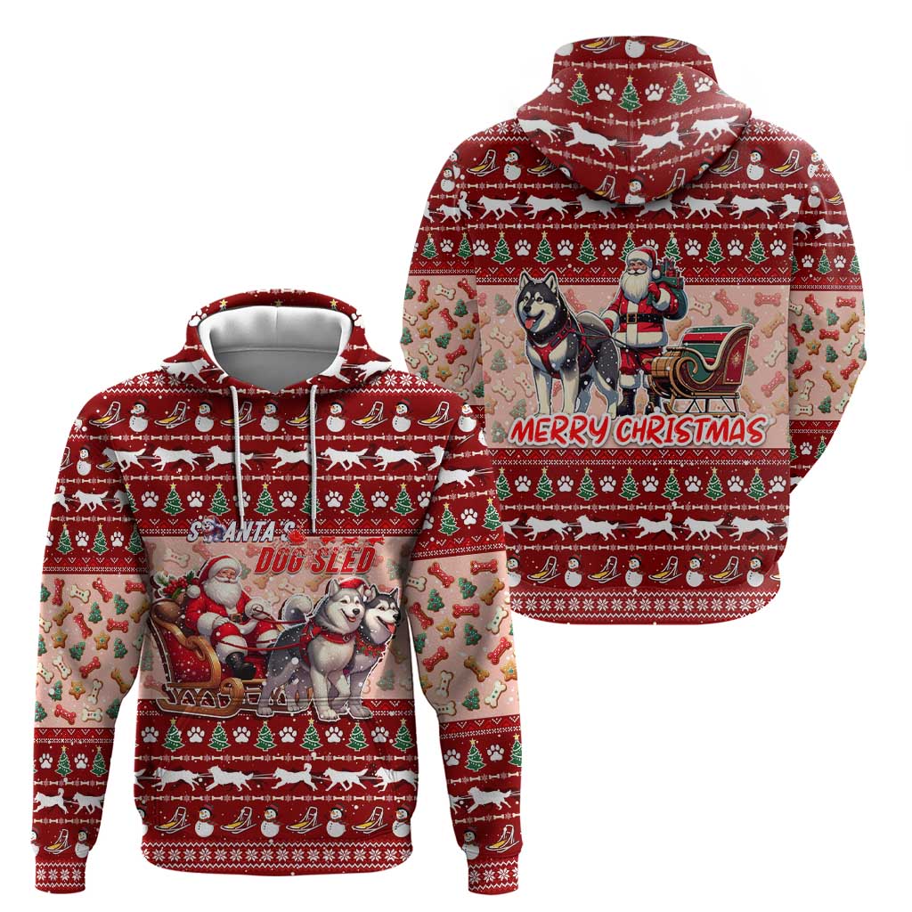 Dog Sled Christmas Hoodie Husky Sleigh Ride Design DT02