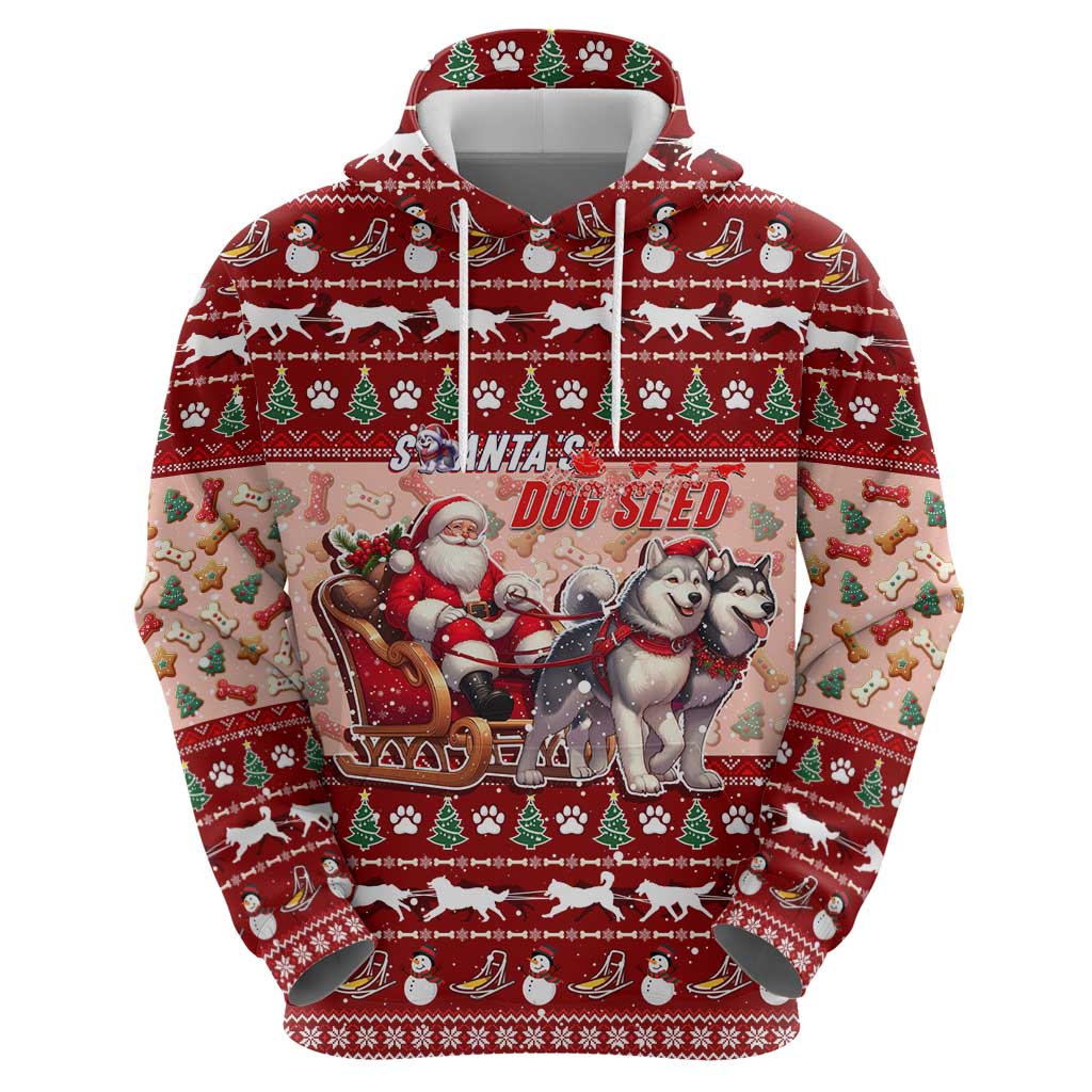 Dog Sled Christmas Hoodie Husky Sleigh Ride Design DT02