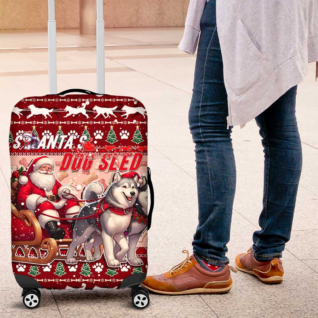 Dog Sled Christmas Luggage Cover Husky Sleigh Ride Design DT02