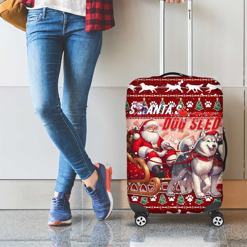 Dog Sled Christmas Luggage Cover Husky Sleigh Ride Design DT02