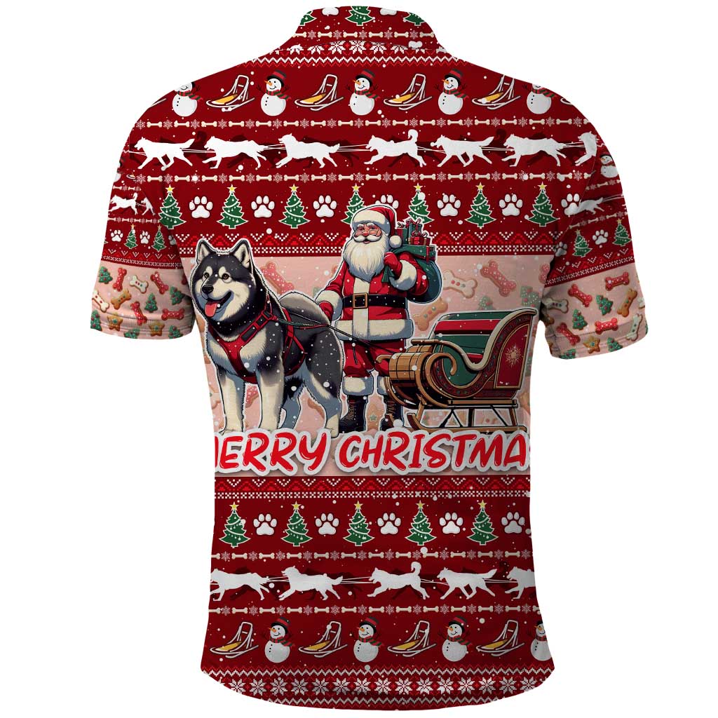 Dog Sled Christmas Polo Shirt Husky Sleigh Ride Design DT02
