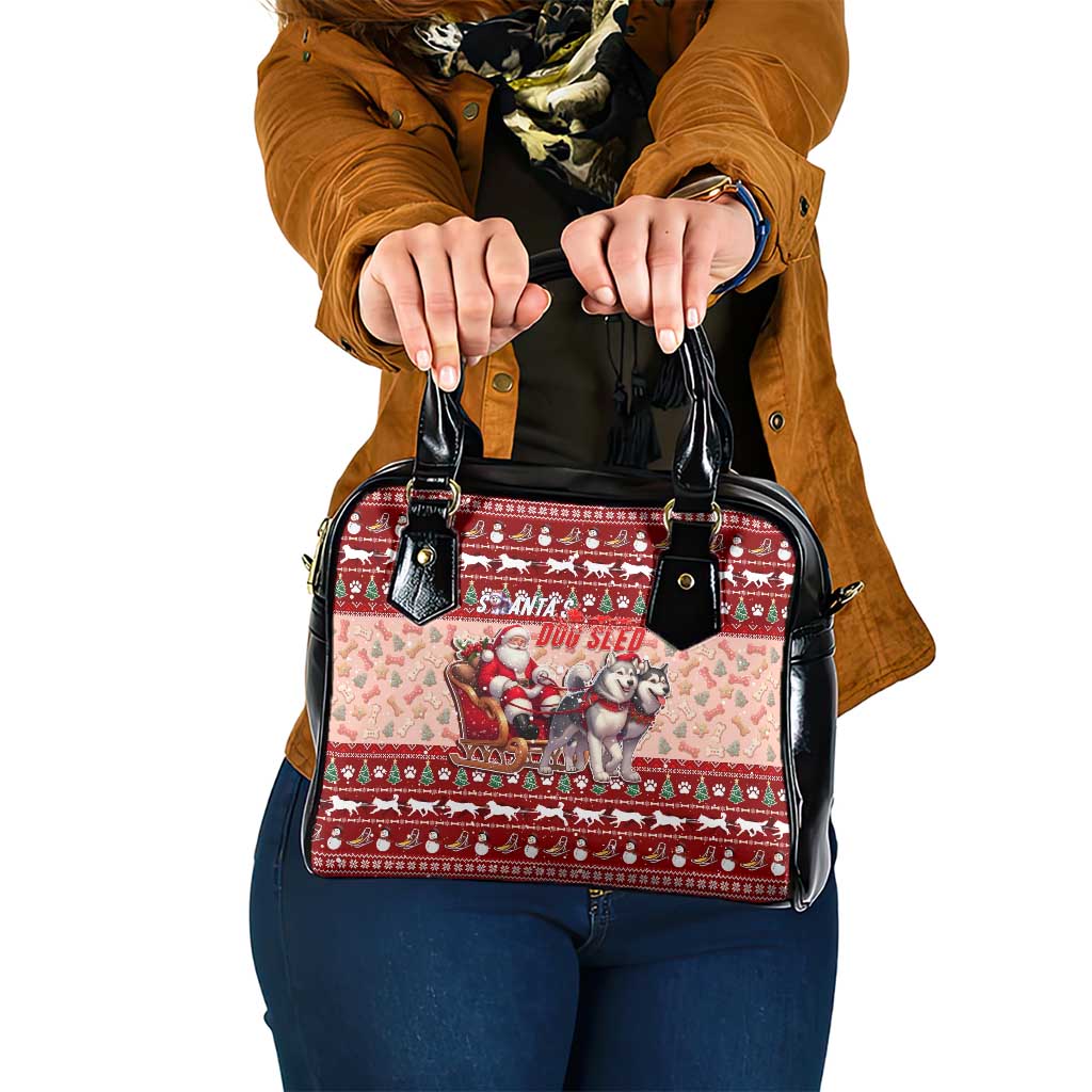 Dog Sled Christmas Shoulder Handbag Husky Sleigh Ride Design DT02