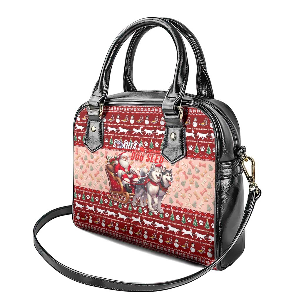 Dog Sled Christmas Shoulder Handbag Husky Sleigh Ride Design DT02