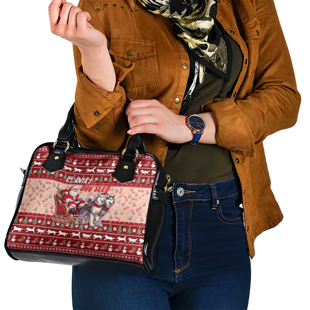 Dog Sled Christmas Shoulder Handbag Husky Sleigh Ride Design DT02