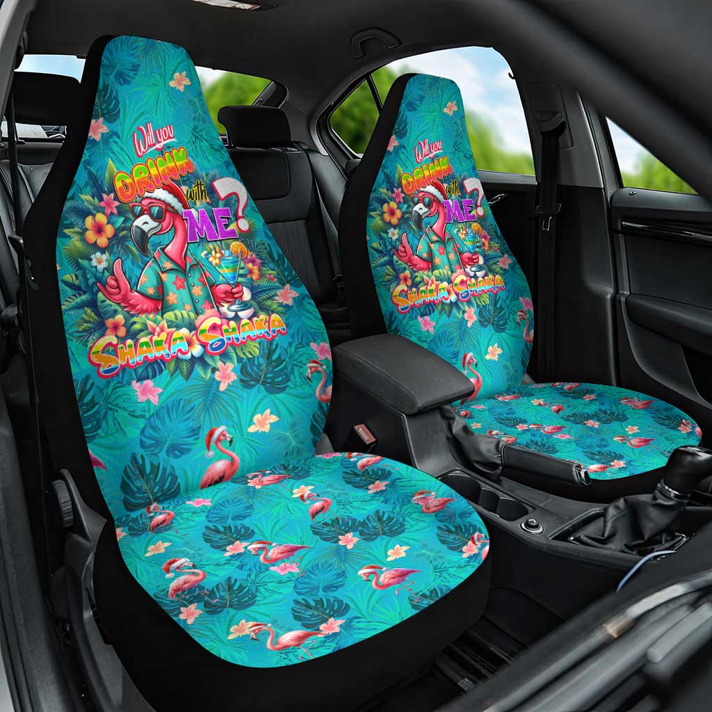 Tropical Flamingo Christmas Car Seat Cover Shaka Shaka Will You Drink With Me DT02